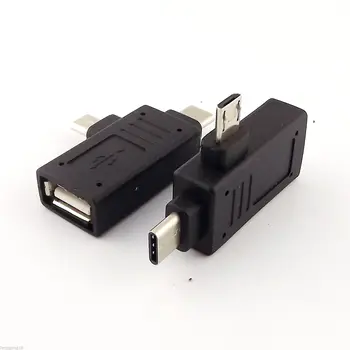 10pcs 2 In 1 USB /מיקרו USB 3.1 Type C זכר USB 2.0 נקבה ממיר מתאם OTG