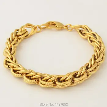 חדש Fashion18K צבע זהב עגול שרשרת & הקישור צמידים BanglesTrendy צמיד תכשיטי נשים&גברים מתנה נהדרת בחינם shiiping
