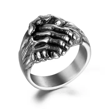 ZORCVENS אופנה, Mens טבעת פאנק נירוסטה ללחוץ ידיים טבעת לגברים ילד וינטג ' זכר חברות תכשיטים מתנות