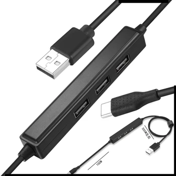 3 יציאות רכזת USB במהירות גבוהה USB2.0 480Mbps מפצל USB Type-C כבל נתונים עבור המחשב הנייד הטלפון Tablet