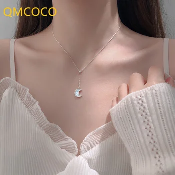 QMCOCO צבע כסף שרשרת חדשה סגנון אופנתי עיצוב מעטפת הירח לאישה מסיבת יום הולדת תכשיטים מתנה הצוואר אביזרים
