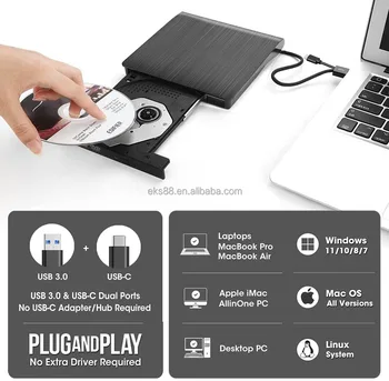 חיצוני DVD מקליט plug and play ללא צורך בהתקנה ההתקן תומך CD DVD קריאה והקלטה בשביל כבוד Magicbook