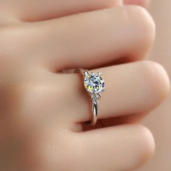 D צבע Moissanite כסף סטרלינג 925 תכשיטי טבעת לנשים גודל מתכוונן