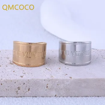 QMCOCO צבע כסף קוריאני סגנון המכתב טבעת רטרו אופנה ההגירה מגמה חדשה לפתוח היפ-הופ זכר נקבה זוג מתנה