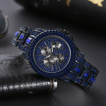 2023 חדש MISSFOX יוקרה קוורץ שעונים גברים אוטומטי תאריך אופנה היפ הופ קר יהלומים עמיד למים שעון יד אדם רלו גבר