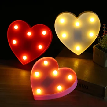 מכתב מנורות דקורטיבי מקורה לילות מנורות LED לילה אור רומנטי 3D לב אהבה אוהל מסיבת חתונה קישוט