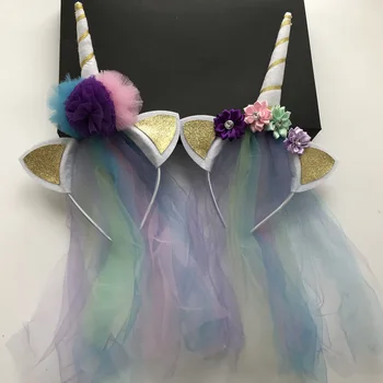 10 יח ' חדשה המעצבת קרן הכובעים בנות ילדים ליל כל הקדושים מסיבת יום הולדת סרטי ראש עם הרבה טול שיער חישוק אביזרים