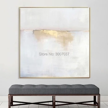 צבוע ביד קלאסי אישיות זהב לבן אפור מודרני מופשט ציור שמן על הסלון