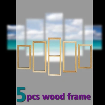 5 קופסאות עץ טבעי מסגרת ציור שמן Canvas מסגרות מותאמות אישית אמנות קיר לעיצוב הבית מסגרת תמונה תלויה תמונה פוסטר מסגרת עץ