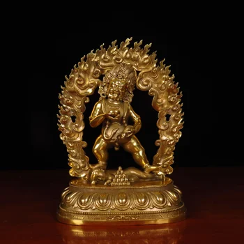 טנטרה טיבטית נחושת טהור, שחור Jambhala פסל בודהה מקדש חמשת האלים של עושר 7 אינץ ' Storable