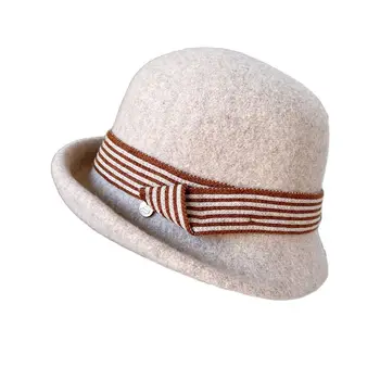 סגנון וינטג ' נשים כובעי חורף הרגשתי קלוש כובע הפשטת סרט להקת בנות פדורה דלי כובע מגבעות Chuch דרבי הכובע