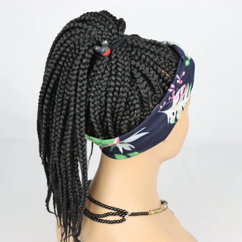 20inch שיער קלוע צמה הרחבות צבע שחור סינטטי, בגימור קרושה לקלוע את השיער לקוקו סיומות עבור נשים שחורות.